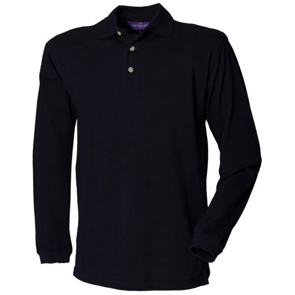 Henbury Long Sleeve Cotton Piqué Polo Shirt Thumbnail